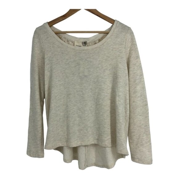 NWT Anthropologie Everleigh Oatmeal Lace  Up Back Sweater Top size XS - Picture 2 of 13